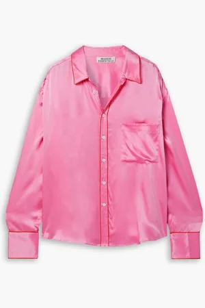 Maison Essentiele Piped silk-satin pajama shirt