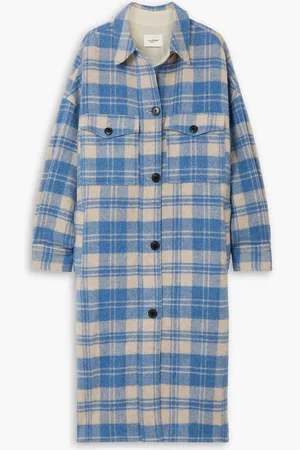 Marant Etoile Fontia oversized checked wool-blend flannel coat