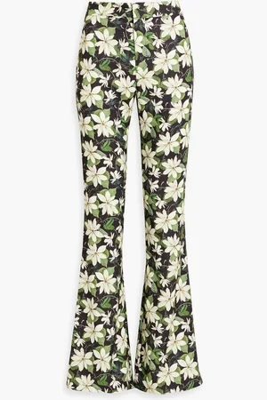 ALICE+OLIVIA Alice Olivia - Olivia floral-print crepe flared pants - Green