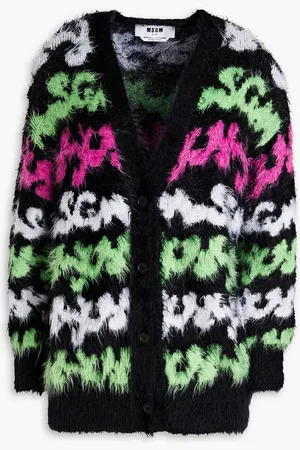 Msgm Brushed intarsia-knit cardigan