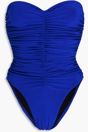 Norma Kamali Slinky Marissa strapless ruched swimsuit - Blue