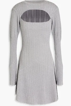 Nicholas Cutout metallic ribbed-knit mini dress - Metallic