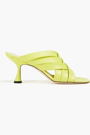 Wandler Neon pebbled-leather mules - Green
