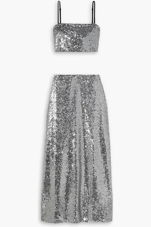 Harley Viera-Newton Affie sequined stretch-jersey cropped top and midi skirt set - Metallic