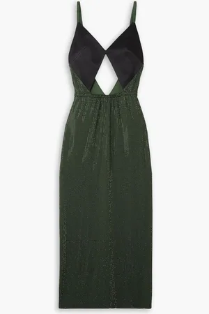 Christopher Kane The Bombshell cutout crystal-embellished stretch-jersey and satin midi dress - Green