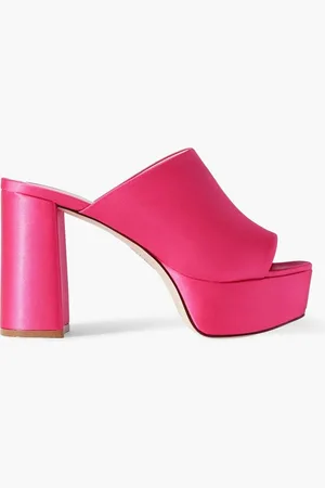 Porte & Paire Satin platform mules - Pink