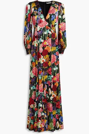 ALICE+OLIVIA Alice Olivia - Ruched floral-print crepe-satin maxi dress