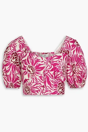 Diane von Furstenberg Dover cropped floral-print canvas top