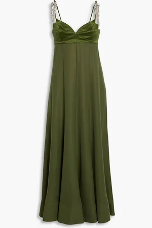 3.1 Phillip Lim Crystal-embellished flared satin maxi dress - Green