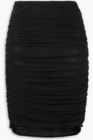 Leslie Amon Medusa ruched stretch-mesh pencil skirt