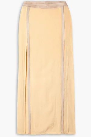 Caravana Jarawi leather-trimmed cotton-gauze midi skirt - Yellow