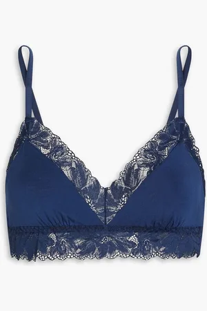 Eberjey Rosalia lace-trimmed stretch-TENCEL modal jersey soft-cup bra - Blue