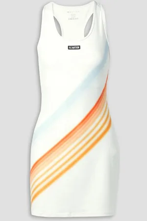 P.E Nation Wave Form cutout printed stretch recycled-jersey tennis dress