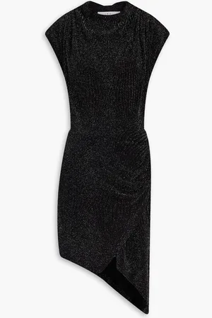 IRO Asymmetric wrap-effect metallic knitted dress