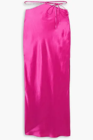 Michael Lo Sordo Cutout crystal-embellished silk-satin maxi skirt - Pink