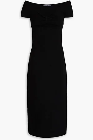 Zeynep Arcay Off-the-shoulder cutout ruched stretch-knit midi dress