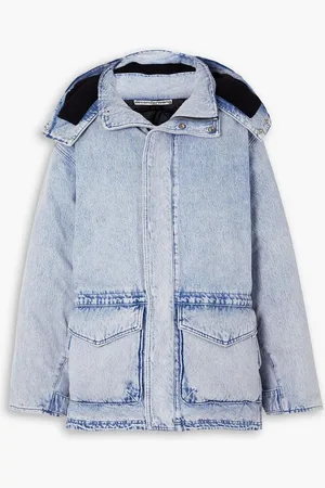 Alexander Wang Oversized hooded padded bleached denim jacket - Blue