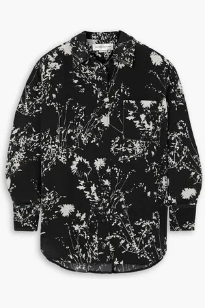 Victoria Beckham Floral-print silk crepe de chine pajama shirt