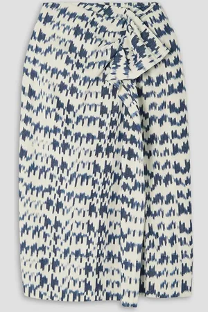 ULLA JOHNSON Ember ruffled draped printed cotton-canvas skirt - White