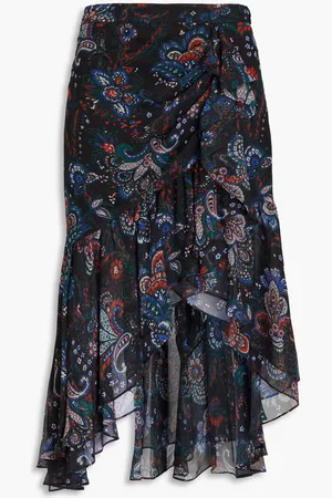VERONICA BEARD Asymmetric paisley-print silk-georgette midi skirt