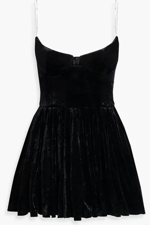 MAGDA BUTRYM Gathered crystal-embellished velvet mini dress
