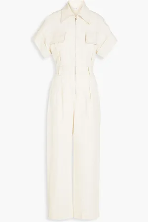 LVIR Pleated cotton and linen-blend jumpsuit - White