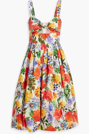 Cara Cara Laurel pleated floral-print cotton-poplin dress - Red