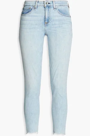 RAG&BONE Frayed mid-rise skinny jeans - Blue