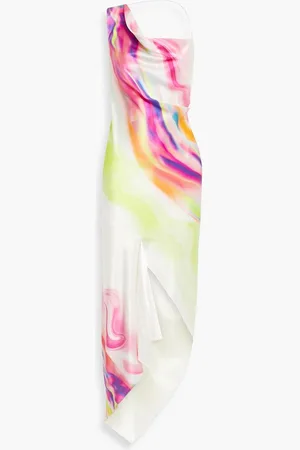 ET OCHS Penelope asymmetric draped tie-dyed silk midi dress