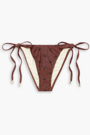 Peony Polka-dot stretch REPREVE-blend bikini briefs - Brown