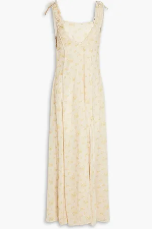 Holzweiler Godet floral-print chiffon maxi dress - Yellow