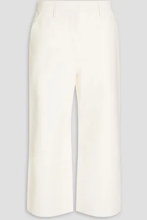 Frame Cropped leather wide-leg pants - White