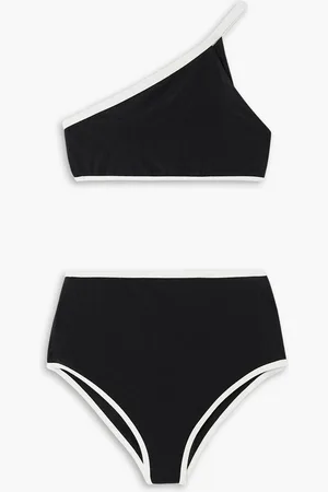 Lisa Marie Fernandez One-shoulder two-tone crepe bikini