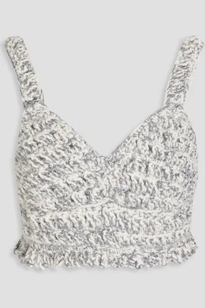 Dolce & Gabbana Metallic bouclé-knit bra top