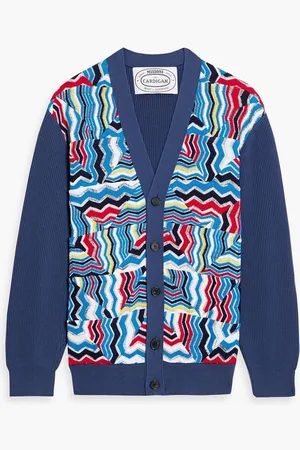 Missoni Ribbed and crochet-knit cotton-blend cardigan - Blue
