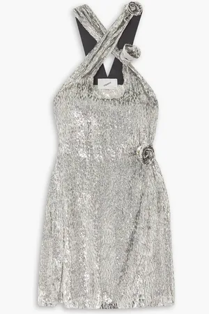 COPERNI Appliquéd metallic fil coupé voile mini dress - Metallic