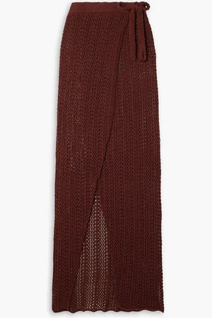 Savannah Morrow Kirra crocheted cotton maxi wrap skirt - Brown