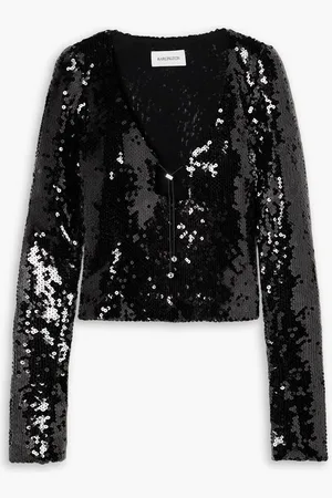 16Arlington Solaris cutout sequined stretch-tulle top