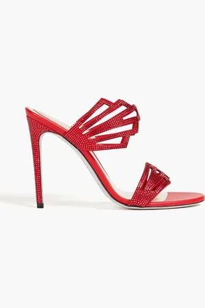 RENE CAOVILLA Nadine crystal-embellished suede mules