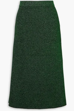 Christopher Kane Ribbed Lurex midi skirt - Green