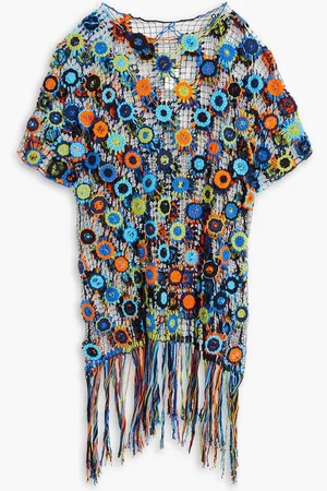 MIGUELINA Romana fringed crocheted cotton kaftan