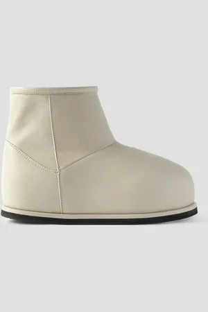 Amina Muaddi Heidi shearling-lined leather platform ankle boots - White