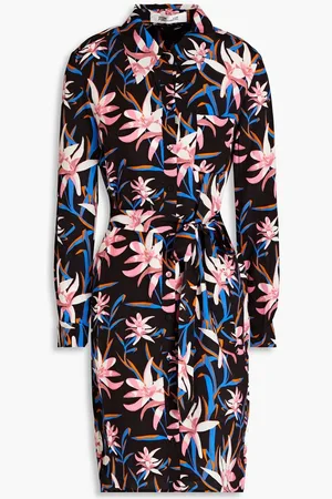 Diane von Furstenberg Prita floral-print crepe de chine shirt dress - Pink