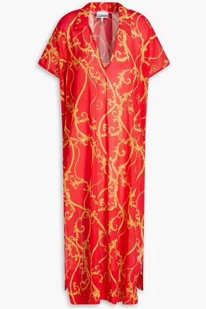 Ganni Printed cotton-voile coverup
