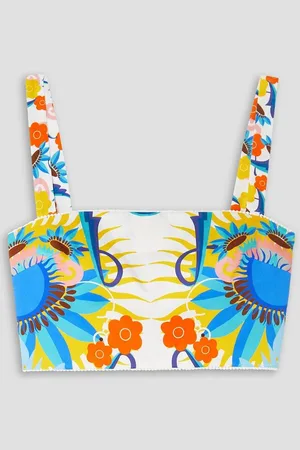 Borgo De Nor Didi cropped printed cotton-poplin top