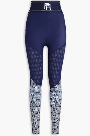 Palm Angels Cropped printed stretch-jersey leggings - Blue