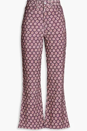 RE/DONE 70s floral-print cotton-corduroy kick-flare pants - Purple