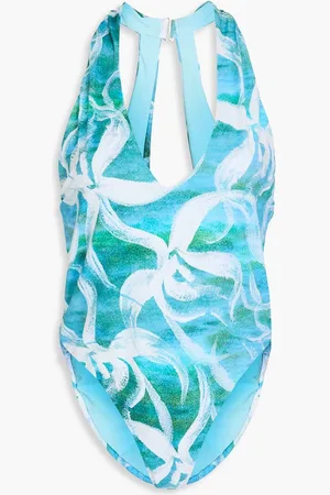 Louisa Ballou High Sea open-back printed swimsuit - Blue