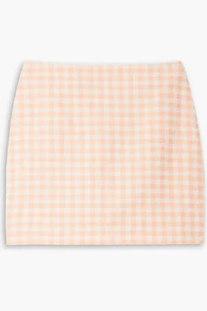 Lisa Marie Fernandez Gingham cotton-blend bouclé mini skirt - Orange