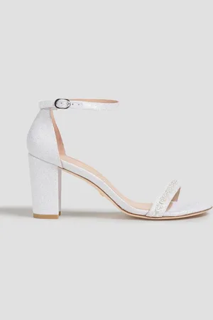 Stuart Weitzman Embellished glittered woven sandals